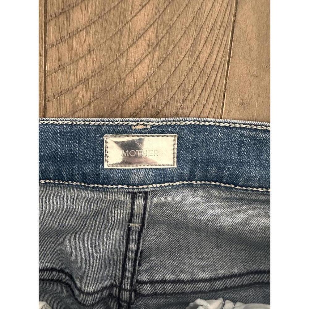 MOTHER The Stunner Ankle Fray Graffiti Girl Denim Distressed Jeans Women’s sz 24 - Picture 6 of 15